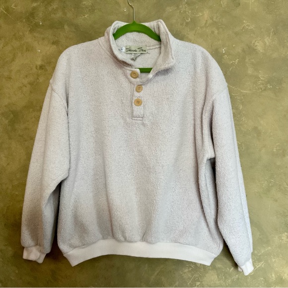 Second Skin Garment Co. Sweaters - Second Skin Garment Co. Oversized Woven Cotton Terry Mock Neck Sweatshirt